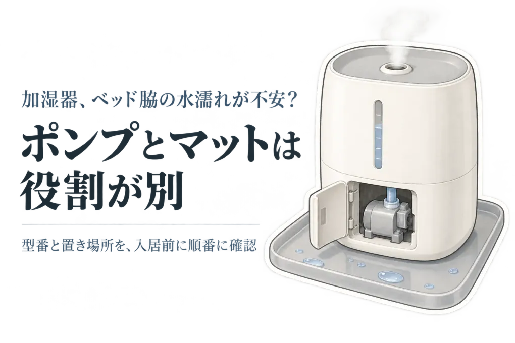 春の新生活前に加湿器をベッド脇へ｜給水ポンプと防水マットの確認順
